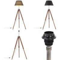 Vidaxl - Stativlampe Honigbraun und Schwarz Teak Massivholz 141 cm - Retro-Lampe - Stehlampe - Wohnzimmer Dekoration - Tischleuchte - Holzlampe von VIDAXL