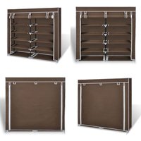 Stoff Schuhschrank mit Abdeckung 115 x 28 x 110 cm Braun - Schuhschrank - Schuhregal - Schuhorganisation - Stauraum - Garderobe - Home & Living von VIDAXL