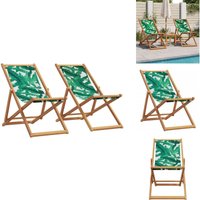 Vidaxl - Strandstühle 2 Stk. Klappbar Blattmuster Stoff und Massivholz - Holzmöbel - Gartenstühle - Liegestühle - Lounge Chair - Strandkorb Vidaxl - Strandstühle 2 Stk. Klappbar Blattmuster Stoff und Massivholz - Holzmöbel - Gartenstühle - Liegestühle - Lounge Chair - Strandkorb von VIDAXL