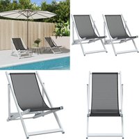 Strandstühle 2 Stk. Klappbar Grau Aluminium und Textilene - Strandstuhl - Gartenstuhl - Loungesessel - Outdoor Möbel - Balkonmöbel - Home & Living von VIDAXL