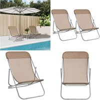 Strandstühle 2 Stk. Taupe Textilene & Pulverbeschichteter Stahl - Sonnenschirm - Gartenliege - Loungesessel - Außenbereich Möbel - Balkonmöbel - Home von VIDAXL