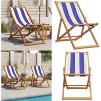 Strandstuhl Klappbar Blau Weiß Massivholz Eukalyptus und Stoff - Holzsessel - Gartenstuhl - Lounge Chair - Liegesessel - Outdoor Möbel - Home & Living von VIDAXL