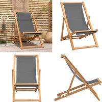 Strandstuhl Klappbar Massivholz Teak Grau - Teakholzmöbel - Gartenstuhl - Strandstuhl - Klappbarer Stuhl - Outdoormöbel - Home & Living von VIDAXL