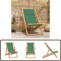 Strandstuhl Klappbar Massivholz Teak Grün - Holz Gartenstuhl - Teak Stuhl - Strandkorb - Outdoor Sessel - Gartenmöbeln von VIDAXL