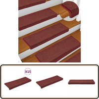 Stufenmatten 15 Stk. 65x21x4 cm Mattrot - Stufenmatte - Treppenmatte - Trittsicherheit - Rutschfeste Matte - Teppich Für Treppen von VIDAXL