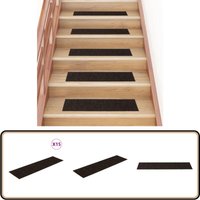 Stufenmatten Selbstklebend Rechteckig 15 Stk. 76x20 Dunkelbraun - Treppenmatte - Treppenschutz - Stufenmatte - Anti-Rutsch Matte - Teppich Für Treppen von VIDAXL