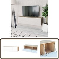 Vidaxl - TV-Schrank Holzwerkstoff 120x40x34 cm Hochglanz-Weiß und Eiche - TV-Schrank - Holzwerkstoff Möbel - Wohnwand - Medienregal - Fernsehtisch Vidaxl - TV-Schrank Holzwerkstoff 120x40x34 cm Hochglanz-Weiß und Eiche - TV-Schrank - Holzwerkstoff Möbel - Wohnwand - Medienregal - Fernsehtisch von VIDAXL