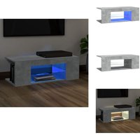 TV-Schrank mit LED-Leuchten Betongrau 90x39x30 cm - tv Schrank - Holzwerkstoff Möbel - Betongrau Möbel - led Beleuchtung - Wohnzimmer Dekoration von VIDAXL