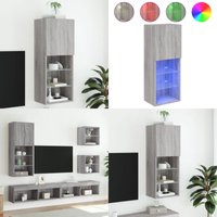 Vidaxl - TV-Schrank mit LED-Leuchten Grau Sonoma 40,5x30x102 cm - tv Schrank - Holzwerkstoff Möbel - Regal - Wohnzimmereinrichtung - Grauer von VIDAXL