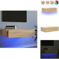 Vidaxl - TV-Schrank mit LED-Leuchten Sonoma-Eiche 60x35x15,5 cm - tv Schrank - Holzwerkstoff Möbel - led Beleuchtung - Wohnraum Dekoration von VIDAXL