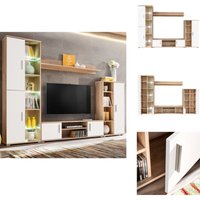 Vidaxl - TV-Wohnwand mit LED-Leuchten Sonoma Eiche und Weiß - TV-Wand - Fernsehschrank - Wohnwand - Sideboard - Aufbewahrung Vidaxl - TV-Wohnwand mit LED-Leuchten Sonoma Eiche und Weiß - TV-Wand - Fernsehschrank - Wohnwand - Sideboard - Aufbewahrung von VIDAXL