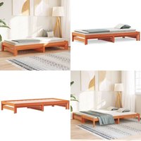 Vidaxl - Tagesbett Ausziehbar Wachsbraun 90x200 cm Massivholz Kiefer - Holzbett - Kiefernholzbette - Schlafsofa - Gästebett - Ausziehbarer Betrahmen von VIDAXL