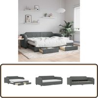 Vidaxl - Tagesbett Ausziehbar mit Schubladen Dunkelgrau 100x200 cm Stoff - Schlafcouch - Sofa Bett - Gästebett - Tagesbett - Ausziehbares Bett von VIDAXL
