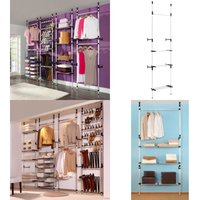 Vidaxl - Teleskop-Garderobe mit Stangen und Regal Aluminium - Kleiderständer - Garderobenschrank - Teleskopsystem - Regalböden - Schlafzimmermöbel von VIDAXL