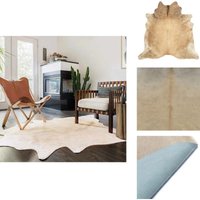 Teppich Echtes Rindsleder 150×170 cm Beige - Rinderleder Teppich - Lederteppich - Wohnraumteppich - Beiger Teppich - Wohnzimmerteppich von VIDAXL