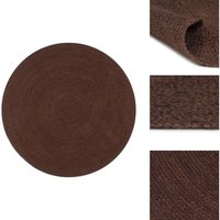 Teppich Handgefertigt Jute Rund 150 cm Braun - Naturfaser Teppich - Jute Teppich - Runder Teppich - Brauner Teppich - Handgefertigter Teppich von VIDAXL