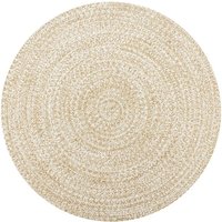 Teppich,Fußmatte Handgefertigt Jute Weiß und Natur 150 cm vidaXL von BONNEVIE