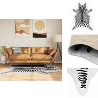 Vidaxl - Teppich Schwarz Weiß 120x170 cm Zebramuster Waschbar Rutschfest - Samt Teppich - Wohnzimmer Teppich - Tiermuster Teppich - Zebra Teppich Vidaxl - Teppich Schwarz Weiß 120x170 cm Zebramuster Waschbar Rutschfest - Samt Teppich - Wohnzimmer Teppich - Tiermuster Teppich - Zebra Teppich von VIDAXL