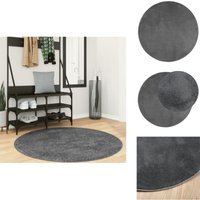 Vidaxl - Teppich oviedo Kurzflor Anthrazit ø 120 cm - Kuscheldecke - Kurzflorteppich - Wohnraumteppich - Teppich Anthrazit - Teppich Rund von VIDAXL