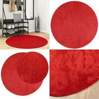 Vidaxl - Teppich oviedo Kurzflor Rot ø 120 cm - Weicher Teppich - Kuscheldecke - Wohnraumteppich - Teddylook - Rundteppich - Home & Living von VIDAXL