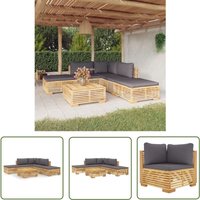 Vidaxl - The Living Store 6-tlg. Garten-Lounge-Set mit Kissen Massivholz Teak - Garten Lounge Set - Holz Möbel - Teakholz - Gartenmöbel - Loungesessel von VIDAXL