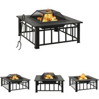 Vidaxl - The Living Store Feuerkorb mit Schürhaken 79x79x46,5 cm xxl Stahl - Kamine - Schwarz von VIDAXL