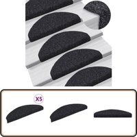 Vidaxl - Treppenmatten Selbstklebend 5 Stk. Schwarz 65x21x4cm Nadelvlies - Treppenmatten - Stufenmatten - Laufmatten - Anti-Rutschmatte - Treppenbelag von VIDAXL