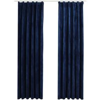 Verdunkelungsvorhänge Haken 2 Stk. Samt Dunkelblau 140x175cm Vidaxl von VIDAXL