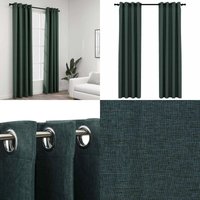 Vidaxl - Verdunkelungsvorhänge Ösen Leinenoptik 2 Stk. Grün 140x245 cm - Verdunklungsvorhänge - Leinenlook - Grüne Vorhänge - Wohnraumdekoration von VIDAXL