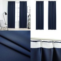 Verdunkelungsvorhänge mit Haken 2 Stk. Blau 140x225cm - Verdunkelungsvorhänge - Blaue Vorhänge - Polyester Vorhänge - Wohnraumdekoration - Gardine von VIDAXL