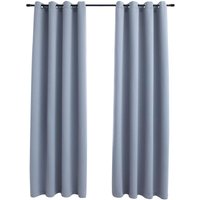 Vidaxl - 2er-Set Verdunkelungsvorhänge,Verdunkelung Gardinen mit Metallösen Grau 140x175 cm von VIDAXL
