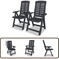 Vidaxl - Verstellbare Gartenstühle 2 Stk. Kunststoff Anthrazit - Gartensaßsessel - Gartenstühle - Outdoor Möbel - Balkonmöbel - Esszimmerstühle von VIDAXL