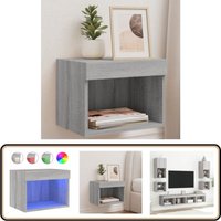 Vidaxl - Wand-Nachttisch mit LED-Leuchten Grau Sonoma - TV-Tisch - Nachtkästchen - Holznachttesch - Wohnraumdeko - Beleuchtung von VIDAXL