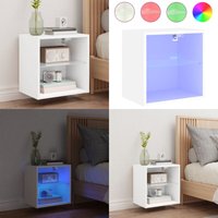 Vidaxl - Wand-Nachttisch mit LED-Leuchten Weiß - TV-Tisch - Nachtkästchen - Holznachtttisch - Nachttisch Mit Beleuchtung - Wandhängender Nachttisch Vidaxl - Wand-Nachttisch mit LED-Leuchten Weiß - TV-Tisch - Nachtkästchen - Holznachtttisch - Nachttisch Mit Beleuchtung - Wandhängender Nachttisch von VIDAXL