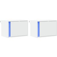 Vidaxl - Wand-Nachttische mit LED-Leuchten 2 Stk. Weiß von VIDAXL