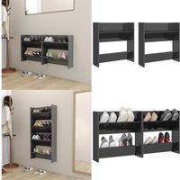 Wand-Schuhschränke 2 Stk. Hochglanz-Grau 60x18x60cm - Wand-Schuhschrank - Schuhschrank - Garderobe - Schrank - Aufbewahrungssystem - Home & Living von VIDAXL
