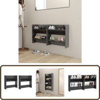 Wand-Schuhschränke 2 Stk. Hochglanz-Grau 60x18x60cm - Wand-Schuhschrank - Schuhschrank - Garderobe - Schrank - Aufbewahrungssystem von VIDAXL