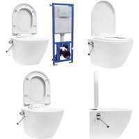 Vidaxl - Wand-WC ohne Spülrand mit Einbau-Spülkasten Keramik Weiß - Wand-WC - Wand-WCs - Home & Living - Weiß von VIDAXL