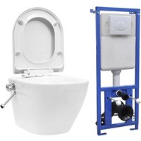 Vidaxl - Wand-WC ohne Spülrand mit Einbau-Spülkasten Keramik Weiß von VIDAXL