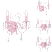 Vidaxl - Wandleuchte mit Perlen Rosa 2 × E14-Fassungen - Wandleuchte - Rosa - Deko Leuchte - Wohnzimmer Beleuchtung - Schlafzimmer Beleuchtung von VIDAXL