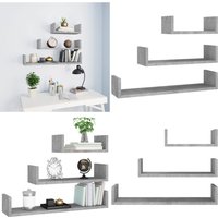 Vidaxl - Wandregal 3 Stk. Betongrau Holzwerkstoff - Beton Grau Regal - Wandregal Holz - Wohnraum Dekoration - Regal Set - Regal Klein Mittel Groß von VIDAXL