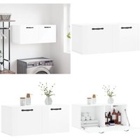 Vidaxl - Wandschrank Hochglanz-Weiß 80x36,5x35 cm Holzwerkstoff - Hängeschrank - Wandschrank - Holzwerkstoffschrank - Weißer Schrank von VIDAXL