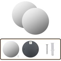 Wandspiegel 2 Stk. 40 cm Rund Glas - Wandspiegel - Runder Spiegel - Glasspiegel - Badezimmerspiegel - Wohnzimmereinrichtung von VIDAXL