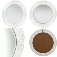 Vidaxl - Wandspiegel im Barock-Stil 50 cm Weiß - Wandspiegel - Barockstil - Runder Spiegel - Vintage Spiegel - Wohnzimmerdeko - Home & Living von VIDAXL