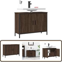 Vidaxl - Waschbeckenunterschrank Braun Eiche 80x30x60 cm Holzwerkstoff - Waschbeckenunterschrank - Badezimmermöbel - Holzschrank - Brauner Schrank von VIDAXL