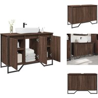 Vidaxl - Waschbeckenunterschrank Braun Eichen-Optik 91x35x60 cm - Waschbeckenschrank - Waschbeckenschränke - Waschtisch - Waschtischunterschrank von VIDAXL
