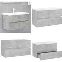 Vidaxl - Waschbeckenunterschrank Einbaubecken Betongrau Holzwerkstoff - Waschbeckenunterschrank - Betonoptik - Badezimmermöbel - Küchenwäsche von VIDAXL