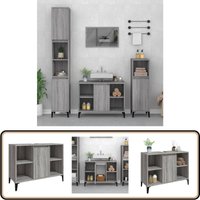 Vidaxl - Waschbeckenunterschrank Grau Sonoma 80x33x60 cm Holzwerkstoff - Waschbeckenunterschrank - Badezimmermöbel - Holzwerkstoffschrank - Grauer von VIDAXL