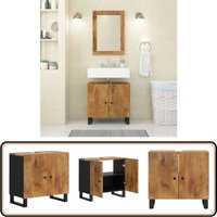 Vidaxl - Waschbeckenunterschrank Massivholz Mango und Holzwerkstoff - Waschbeckenunterschrank - Badezimmermöbel - Badschränkchen - Mangoholz von VIDAXL