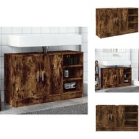 Waschbeckenunterschrank Räuchereiche 90x29x55 cm Holzwerkstoff - Waschtischunterschrank - Badezimmermöbel - Badschrank - Holzwerkstoff - Rauchereiche von VIDAXL